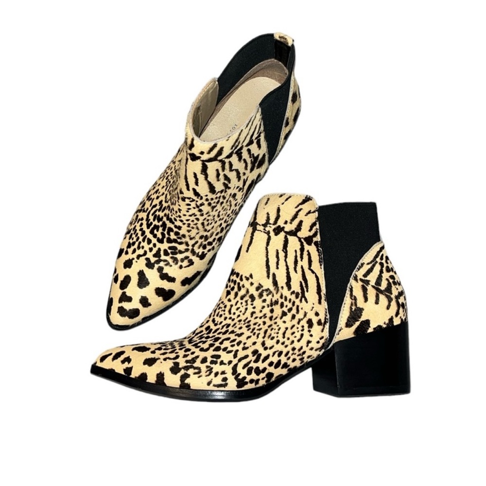 New Chinese Laundry Finn Pony Leopard Natural Calf Ankle Booties size 7.5